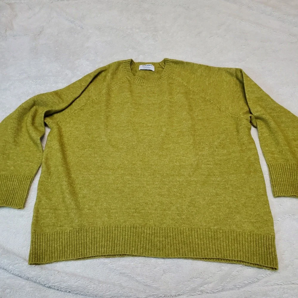 Old Navy Green Bohemian Boho Preppy Wool Blend Oversized Sustainable Sweater L - Picture 2 of 7